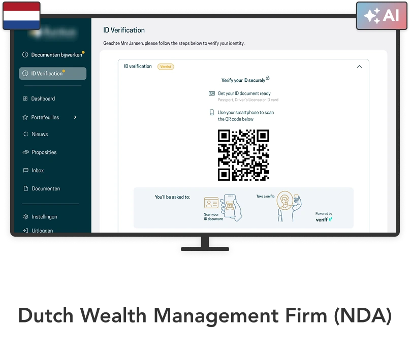 An example of a UI visual design mock-up for my Dutch wealth management project