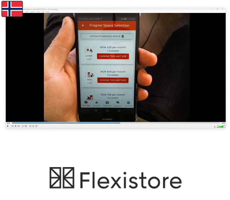A frame from user testing from my Flexistore project