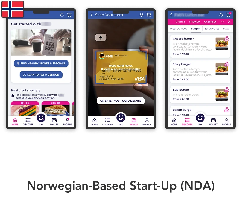 Examples of UI visual design mock-ups for my Norwegian-based start-up project